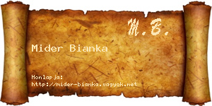Mider Bianka névjegykártya